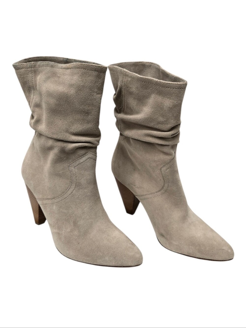 JOIE Gabbissy Gray Suede Heeled Slouchy Boots